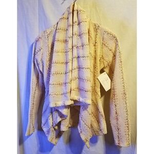 ByTavi Asymmetric Cream Multicolor Cardigan Sweater Size Small NWT